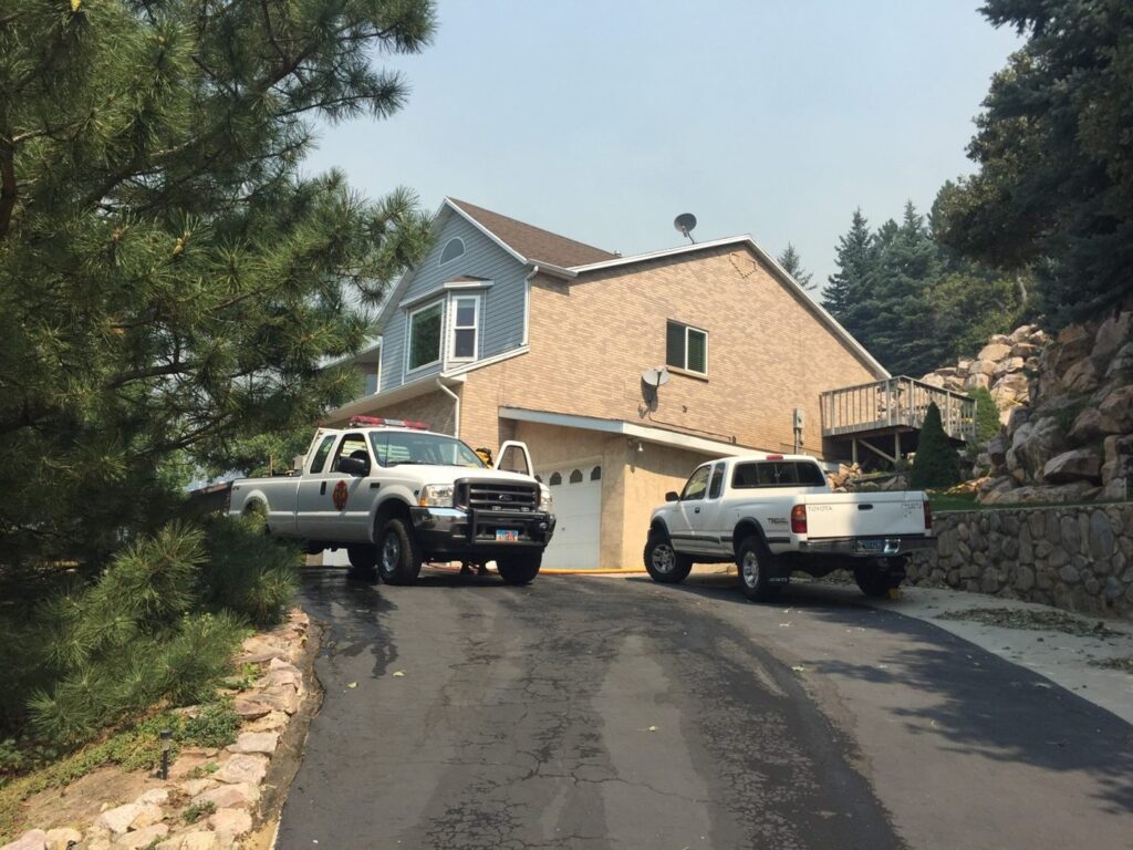 A Bountiful foothill neighbourhood under wildfire smoke